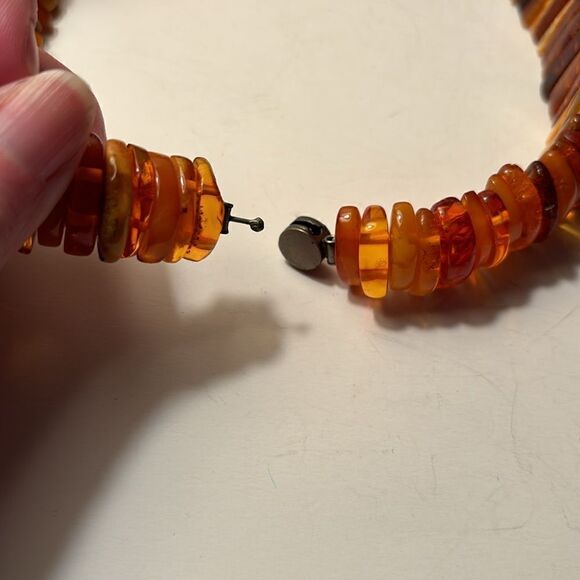 Lithuanian Baltic Amber Chunky Beaded Collar Necklace with Drop Pendant - Picture 7 of 9